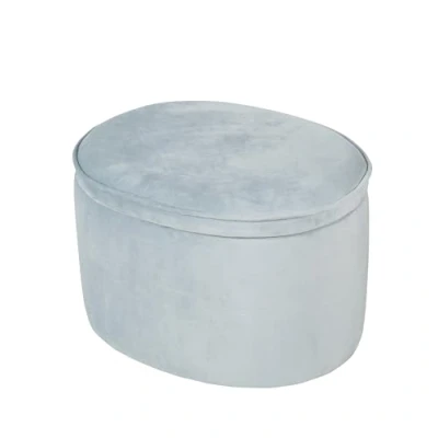 Image of roba Oval Children&#039;s Storage Ottoman &#039;Lil Sofa&#039; Comfy Kid&#039;s Pouf with Velvet Upholstery (Light Blue/Sky)