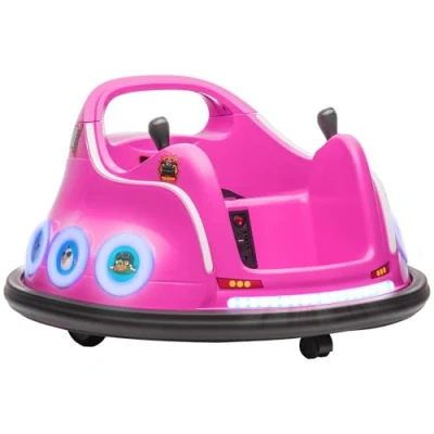 Image of AIYAPLAY Angry Bird Licensed 12V Kids Bumper Car, 360 Degree Rotation Battery Powered Waltzer Car with Joysticks, Remote Control, Music USB LED Lights Pink