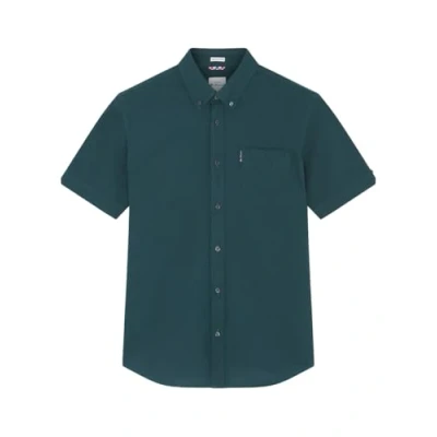 Image of Ben Sherman Big Size Signature Oxford Short Sleeve Shirt for Men in Jade, 2XL