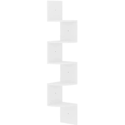 Image of vidaXL Wall Corner Shelf High Gloss White 19x19x123 cm Engineered Wood