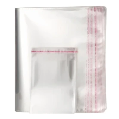 Image of Pack of 100 OPP Bags Self Adhesive Plastic Cellophane Flat Transparent Christmas Clear for Packaging Magazine Documents T Shirt (35 x 45 cm (13.7 17.7 inches)