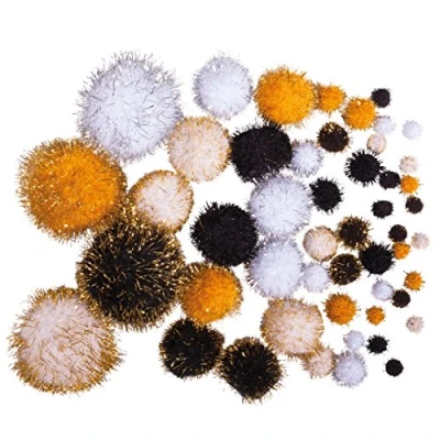 Image of Rayher Metallic Pompons, Black Gold