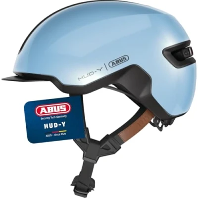 Image of ABUS Urban helmet HUD Y magnetic, rechargeable rear LED light with magnetic attachment a cool bike for everyday use men and women blue, size S