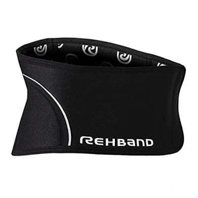 Image of Rehband Back Support Black, Lower Belt made of 5mm SBR/Neoprene, Stabilization for &amp; Lumbar Spine Sports Daily Life, Colour:Black, Size:Large