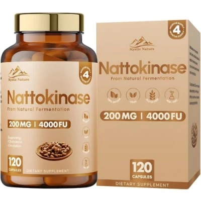 Image of Nattokinase 120 Capsules 200 MG 4000 FU 100% Natural Vegan Non GMO Zero Additives Protein Enzyme from Japanese Natto 2 Months Supply