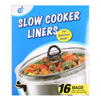 Image of Slow Cooker Liners and Cooking Bags Large Size Fits 4 8 QT Pot, 13&quot;x 21&quot;, BPA Free, Suitable for Oval &amp; Round Pot (16 Liners)