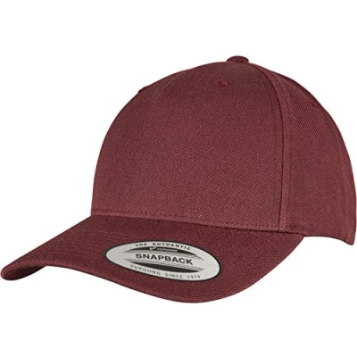 Image of Flexfit Unisex YP Classics 5 Panel Premium Curved Visor Snapback Cap Baseballkappe, Maroon, one Size