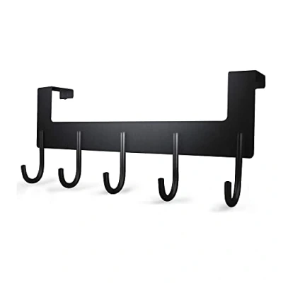 Image of Oypla Heavy Duty Aluminium 5 Hook Over Door Organiser Rack Coat Towel Robe Hanger