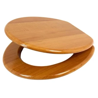 Image of 18&#039;&#039; MDF Universal Oval Toilet Seat, Stainless Steel Hinges Adjustable Anti Slip, Easy to Clean Ideal for Bathroom and En Suite Use (Antique Pine)