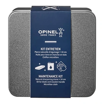 Image of Opinel 254640 Knife Care Set Includes Sharpening Stone 1000 Grit Vegetable Oil 150 ml and a Microfibre Cloth