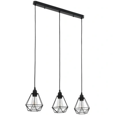 Image of vidaXL Ceiling Lamp with Diamond Design Black 3 x E27 Bulbs