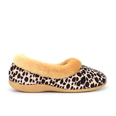 Image of Sleepers Womens Penny Memory Foam Collar Slippers with Ocelot Upper 4 UK