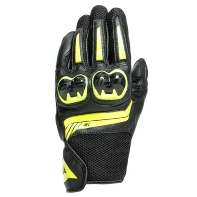 Image of Dainese Mig 3 Unisex Leather Gloves, Motorbike Gloves with Touchscreen Sensor, Mens Motorcycle Reinforced Palm, TPU Protectors on Knuckles, Black/Yellow