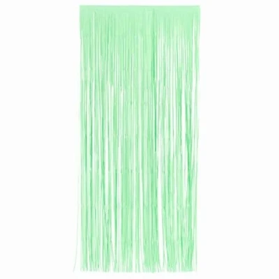 Image of Plastic Fringe Door Curtain 1.9m x 99cm Pack of 3 (Mint Green)