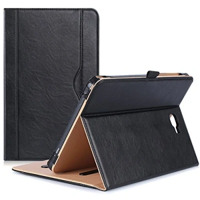 Image of ProCase Case for Galaxy Tab A 10.1 2016 (SM T580 T585) Premium PU leather Stand Folio Cover, with Document Card Holder Black