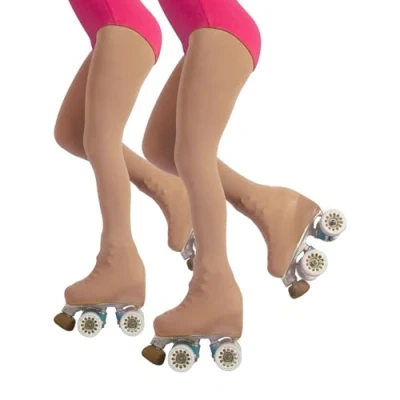 Image of CALZITALY PACK 1/2 Girl skating Boot Cover Tights, Girl&#039;s Roller and Ice Pantyhose 70 DEN 6, 8, 10, 12 Years Skin, Black Made in Italy (8 Years, 2 Pairs Skin)