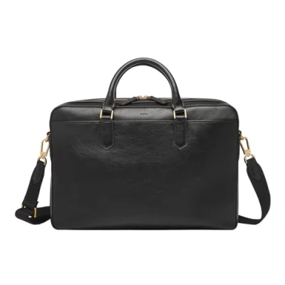 Image of Fossil men&#039;s bag Asher, LiteHide black leather briefcase, L: 40.6 cm, W: 8 H: 27.9 MBG9614001