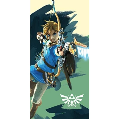 Image of The Legend of Zelda Bath Towel Link Arrow 75 x 150 cm 100% Cotton Velour Quality Hand Sheet Beach Sauna Hyrule Triforce Breath Wild Ocarina Pass for Bed Linen