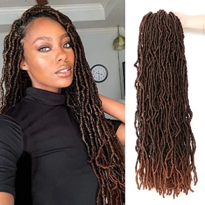 Image of 24 Inch Faux Locs Crochet Hair Extensions for Black Women Soft Braids Braiding Extension (24Inch (Pack of 7), #1B 30)