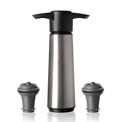 Image of Vacu Vin Wine Pump with 2 stoppers Saver Stainless Steel Silver