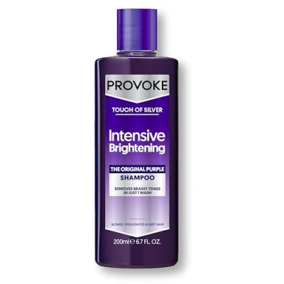 Image of PROVOKE Touch Of Silver Brightening Purple Shampoo 200 ml, Neutralises Yellow and Orange tones, Formulated with Violet Blue Pigments