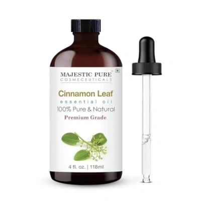 Image of MAJESTIC Pure Cinnamon Essential Oil 100% and Natural Premium Grade Oils for Hair Care, Home Diffusers, Skin, Aromatherapy, Massage Humidifiers 4 Fl Oz