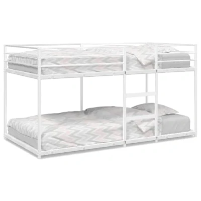 Image of vidaXL Bunk Bed Steel Construction, White Finish, Space Saving, Ideal for Children/Guest Rooms, Includes Guardrails &amp; Ladder, 100x200 cm
