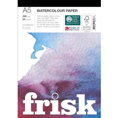 Image of Frisk Watercolour Paper Pad 300gsm Cold Pressed/Not 30sheets A5