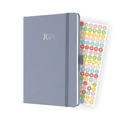 Image of SIGEL J4407 Weekly planner Jolie 2024, FSC certified, 2 pages equal to 1 week, hardcover with a fabric surface, approx. A5, lilac, 174