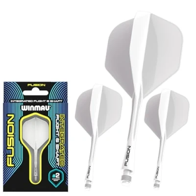 Image of WINMAU Fusion Solid White Intermediate Intergrated Dart Flight and Shaft System 1 set per pack (3 flights shafts in total)