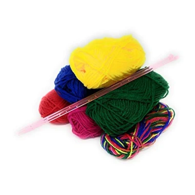 Image of Carousel Home Craft Knitting Kit With Needles 6 Multi Colour Yarns