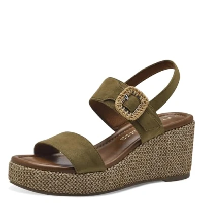 Image of MARCO TOZZI Women&#039;s 2 28039 42 Wedge Sandal, FERN GREEN COM, 5.5