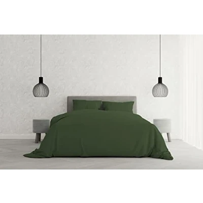 Image of Italian Bed Linen Elegant duvet cover set,dark green,double