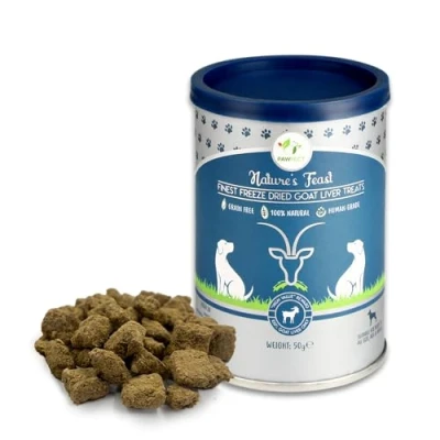 Image of Pawfect Nature&#039;s Feast Freeze Dried Dog Treats 100% Natural Goat liver Treat Single Ingredient Grain Free Training Food Topper for Dogs (50g/1.76oz)