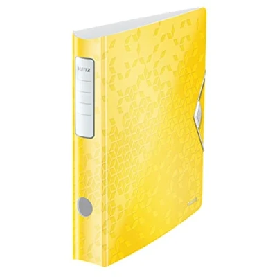 Image of Leitz A4 Lever Arch File Active, Yellow, Curved spine 65mm width, Elastic fastening, Light polyfoam, WOW Range, 11070016