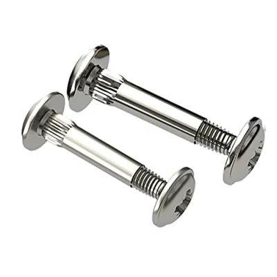 Image of Nickel M4 (31mm 40mm) Cupboard Joining Bolts Furniture Connecting Screws Kitchen Cabinet Carcase Connectors (Pack of 10)