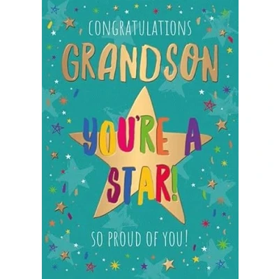 Image of Words and Wishes Grandson Congratulations Card You&#039;re a Star Stars Confetti with Foil Finish Eco Friendly
