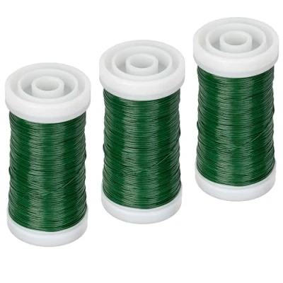 Image of ECENCE 3x Myrtle florist Wire annealed iron in the color Green Craft wire, for wreath making, winding Binding per roll 3x109yrd Floral