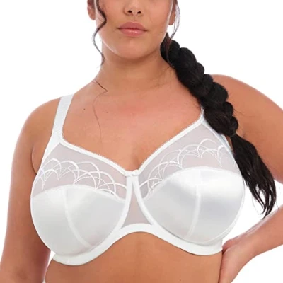 Image of Elomi Womens Cate Bra Side Support Full Cup Underwired White Polyamide Size 36K