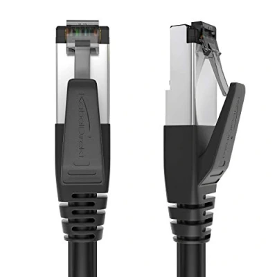 Image of CAT8 Ethernet cable 0.5m Internet, patch &amp; network with break proof design lightning fast bit rates of 40Gbps (CAT8.1, ideal for Gaming/PS5/Xbox/Switch, RJ45 plug, black) by CableDirect