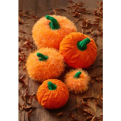 Image of King Cole Tinsel &amp; DK Knitting Pattern 9180 Various Size Pumpkins