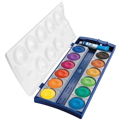 Image of Pelikan Paint Set K12, 12 Water Colours and 1 Tube of White, School Paints, Made in Germany