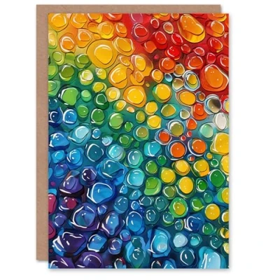 Image of Artery8 Rainbow Raindrops Abstract Painting Colourful Greeting Birthday Card Him Her All Blank