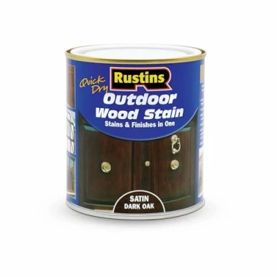 Image of Rustins Quick Dry Outdoor Wood Stain Dark Oak 500ml Durable and Weather Resistant Finish, Fast Drying, Vibrant Color for Decks, Fences, &amp; Furniture, Available in Many Shades