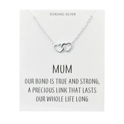 Image of Philip Jones Sterling Silver Mum Quote Heart Link Necklace
