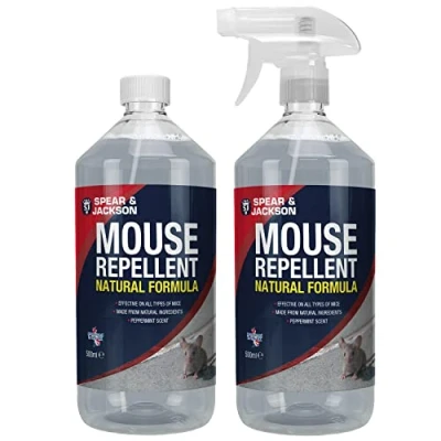 Image of Spear &amp; Jackson Mouse Repellent 2 x 500 ml Spray, Peppermint Scent, Natural Ingredients