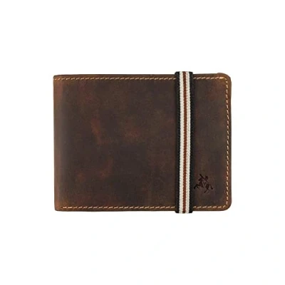 Image of Visconti Segesta Elastic Closure Bi Fold Real Leather Tap and Go Slim Wallet Card Holder RFID (Oil Tan BN3)