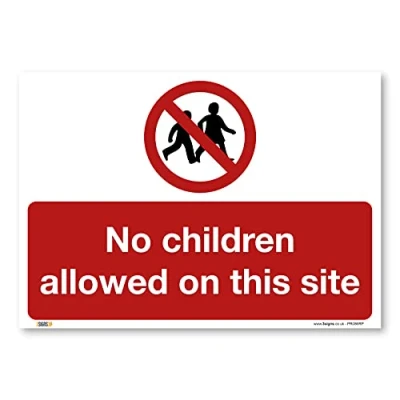 Image of No children allowed on this Site Sign, A3 420x297mm, PVC Rigid Plastic, Building, Renovations, Construction Safety Signs