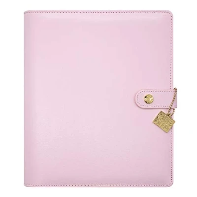 Image of Pukka Pad Carpe Diem A5 Planner with Undated Weekly &amp; Monthly Inserts, Dividers, Stickers More Faux Leather Cover Internal Pockets Gold Metal Ring Mechanism 10 x 9.5 2in, Ballerina Pink