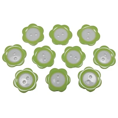 Image of Colour Rim Daisy Flower Plastic Buttons 20mm (Pale Green, 10)
